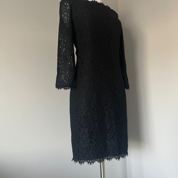 Diane Von Furstenberg Zarita Lace Special Occasion Cocktail Sheath Black Dress - Picture 9 of 13